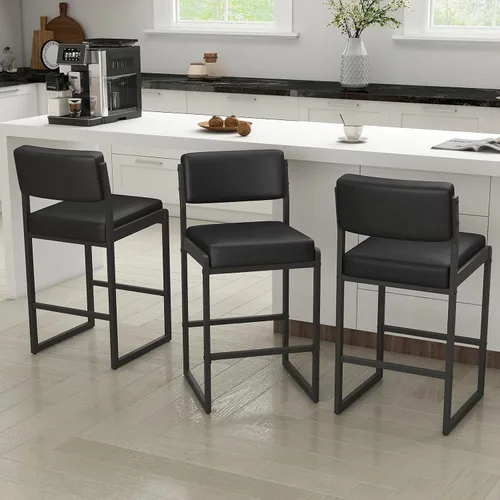 Miniatura 62 de SAECKBERG Taburetes de bar modernos de altura de mostrador, sillas de barra de 26 pulgadas de altura con respaldo, taburetes tapizados, taburetes