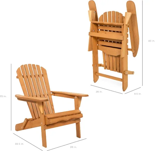 Miniatura 2 de Best Choice Products Silla plegable Adirondack para exteriores, muebles de madera para fogata, para patio, jardín, patio con capacidad