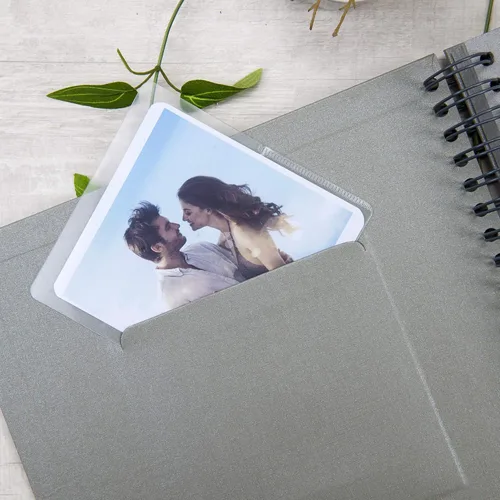 Miniatura 4 de Álbum de fotos para scrapbook DIY de 10 x 10 pulgadas con cubierta de diseño de ventana, 80 páginas, libro de recuerdos de papel para manualidades