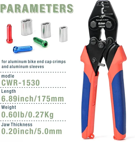 Miniatura 2 de iCrimp CWR1522 Herramienta de prensado de cable con función de corte para barandillas de cable, crimpado manual de mangas ovaladas de aluminio