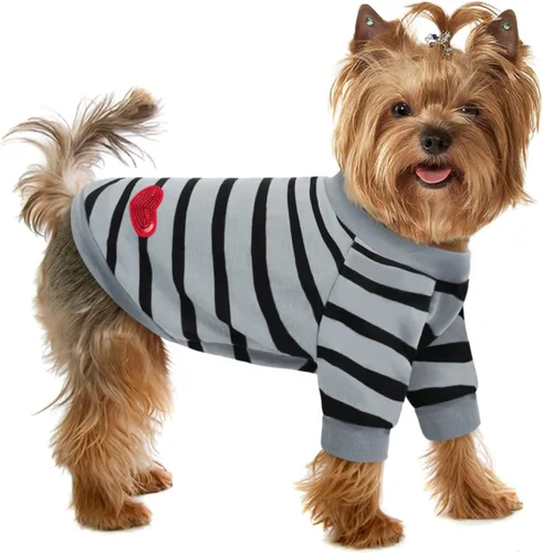 Miniatura 36 de Camiseta a rayas para perros y gatos, chaleco de algodón para primavera, verano, para mascotas, adecuada para mascotas pequeñas y medianas y Amarillo