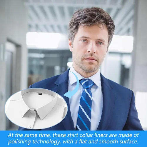 Miniatura 6 de Jeffdad 60 piezas de collar de 2.2 pulgadas para camisas de vestir de hombre, cuello de plástico, inserciones de cuello de camisa, inserciones