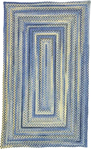 Capel American Heritage - Alfombra trenzada rectangular concéntrica de 2 pies 0 pulgadas x 8 pies 0 pulgadas, color azul y amarillo Azul Amarillo
