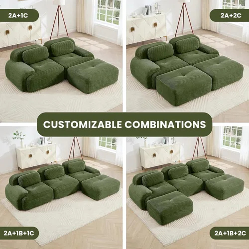 Miniatura 5 de Sofá modular sin hueso comprimido de espuma viscoelástica de 117 pulgadas, sofás seccionales grandes de 3 plazas para sala de estar, sofá modular