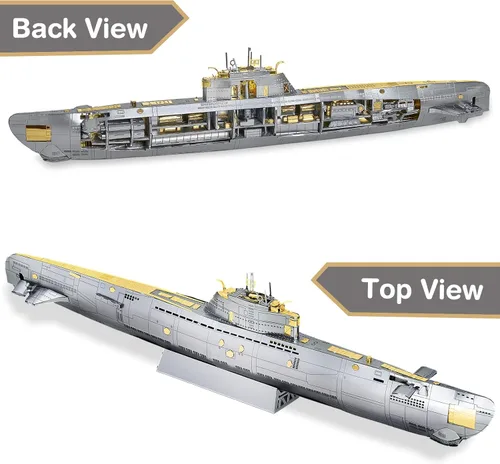 Miniatura 2 de Piececool Rompecabezas de metal 3D para adultos, kit de construcción de modelos de metal submarino militar para relajación del estrés, gran regalo