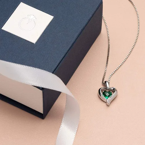Miniatura 6 de Peora Sterling Silver Heart in Heart Solitaire Pendant Necklace for Women in Various Gemstones, Heart Shape 6mm, with 18 inch Italian Chain