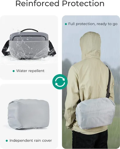 Miniatura 5 de BAGSMART - Bandolera para cámara pequeña, bolsos para cámara para fotógrafos con soporte para trípode, bolsas para cámara DSLR/SLR/sin espejo