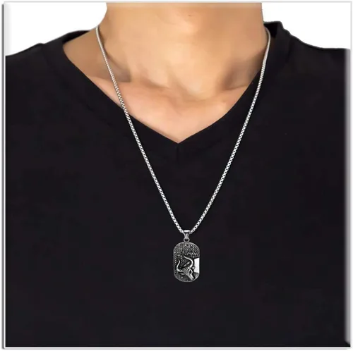 Miniatura 6 de Xusamss Punk Rock - Collar de cristal con colgante de placa de identificación de acero de titanio con doce constelaciones, cadena de caja de 24