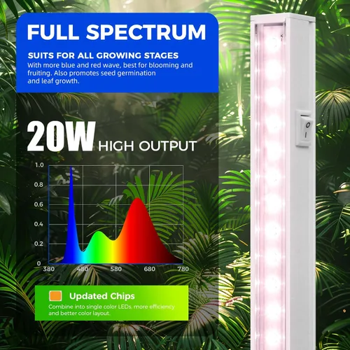 Miniatura 4 de Barrina Luces de crecimiento T5, espectro completo, 4 pies 160 W (8 x 20 W, equivalente a 1000 W), bombillas LED de crecimiento, luces de plantas