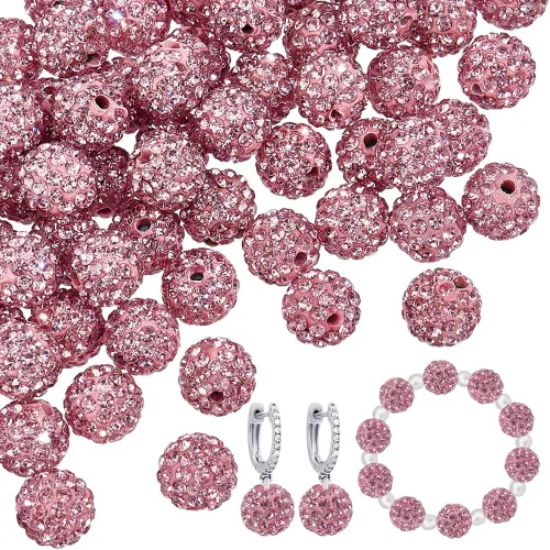 Miniatura 13 de PH PandaHall 100 cuentas de arcilla de hematita con diamantes de imitación negros de 0.394 pulgadas (0.394 in) – cristal de polímero pavimenta bola