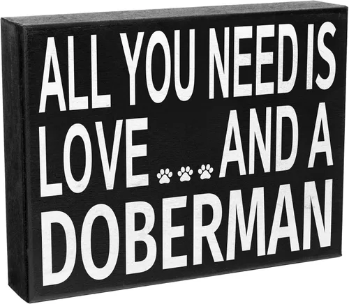 Miniatura 7 de JennyGems Regalo para amante de Doberman, All You Need Is Love and a Doberman, letrero de madera, decoración de estante y colgante de pared