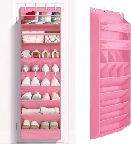 Miniatura 15 de FENTEC 1 paquete de organizadores de zapatos para colgar sobre la puerta, organizador de zapatos colgante con bolsillo profundo grande para zapatos