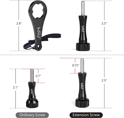 Miniatura 2 de HSU Juego de tornillos de mariposa de aleación de aluminio (extensión) + llave para GoPro Hero 13, 12, 11, 10, 9, 8, 7, 6, 5, 4, compatible con Negro
