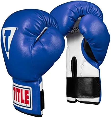 TITLE Boxing Guantes de boxeo clásicos para niños y jóvenes 2.0 - Guantes de boxeo para jóvenes y niños, equipo de boxeo Azul/Blanco/Negro