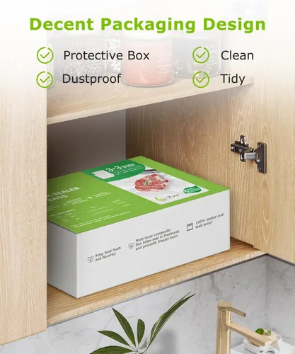 Miniatura 8 de Bonsenkitchen [2025 Actualizado] 3 Rollos 27,94 cm x 4,88 m + 3 Rollos 20,32 cm x 4,88 m Bolsas Selladoras al Vacío para Alimentos con Caja