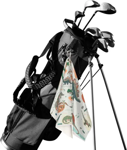 Miniatura 2 de AUUXVA Divertida toalla de golf con diseño de dinosaurio de animales para bolsas de golf con clip para hombres y mujeres, bonita toalla de golf