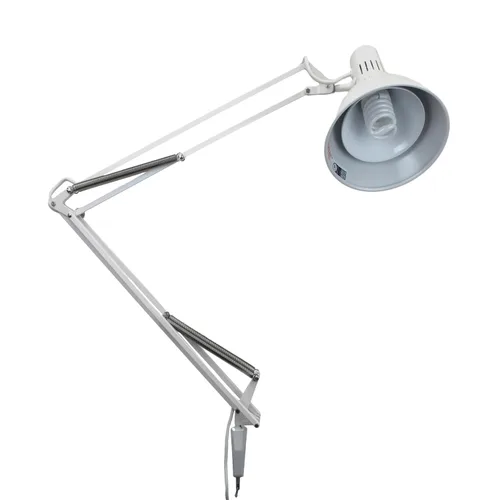 Luxo LS1AWT LS 23W CFL - Luz de trabajo, brazo recubierto de polvo de 45 pulgadas con resortes externos, abrazadera de borde, color blanco