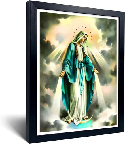 NONBER Póster vintage de la Virgen María, arte religioso, pintura en lienzo, cuadros e impresiones, lienzo enmarcado listo para colgar, para sala de