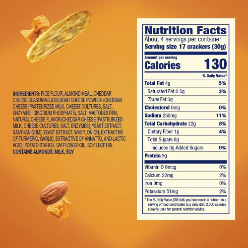 Miniatura 2 de Blue Diamond Almond Nut Thins, Queso Cheddar, 4.25 Oz (Paquete de 4)