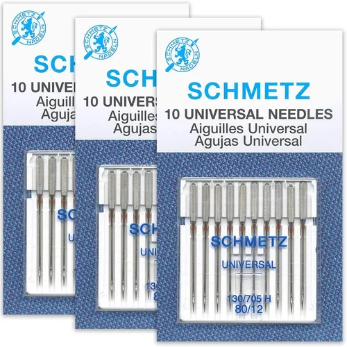 Schmetz Agujas universales para máquina de coser - Tamaño 80/12-3 tarjetas - 30 agujas