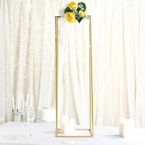 Miniatura 8 de Efavormart - Paquete de 2 soportes de metal para flores de boda de 40 pulgadas, soporte geométrico para centro de mesa Dorado