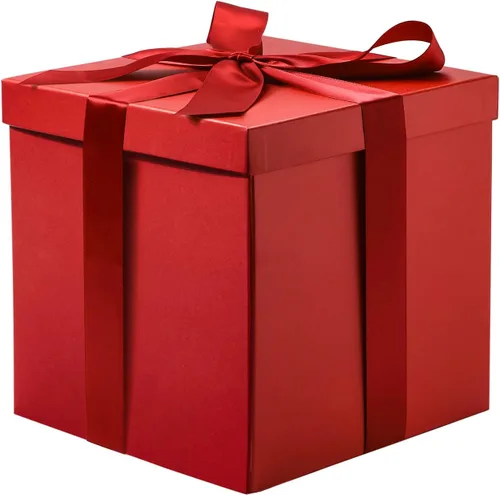 Miniatura 11 de RUSPEPA Caja de regalo mediana negra con tapas, cinta y papel de seda, caja de regalo plegable perfecta para cumpleaños, graduación, día del padre