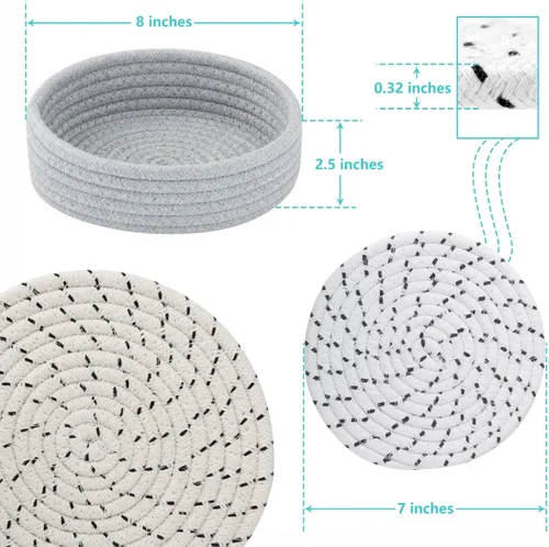Miniatura 3 de Salvamanteles para platos calientes, ollas y sartenes, almohadillas calientes con cesta de almacenamiento, soportes para ollas para cocina, tapete