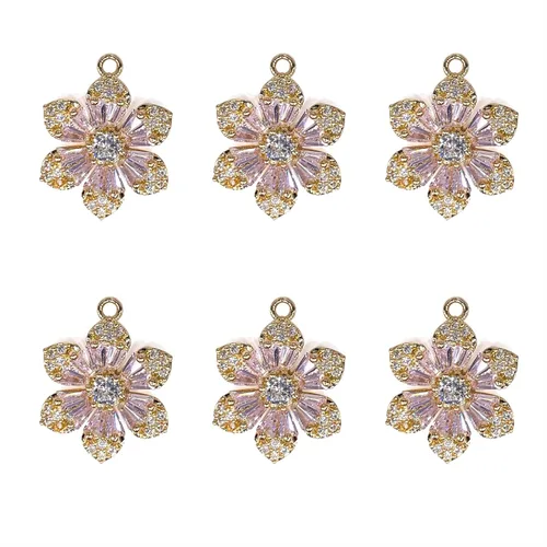 Miniatura 13 de Dijes de latón chapados en oro de circonita de cristal para hacer joyas, pulseras, collares, aretes, colgantes, suministros de manualidades