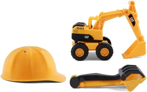 Miniatura 4 de CAT Juguetes de Construcción, Set de Arena de Excavadora Juguetes de Exterior - Camión Volquete de Juguete CAT de 10" y Cargadora, Casco, Pala