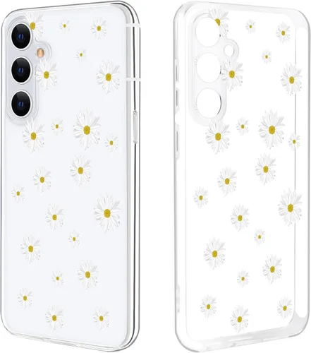 Miniatura 25 de Funda ultra transparente para Samsung Galaxy S23 con diseño de flores, TPU suave y delgado, patrón floral, transparente, funda protectora para niñas