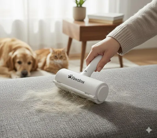 Miniatura 2 de Removedor de pelo de mascotas blanco – Removedor de pelo reutilizable de perros y gatos para muebles, ropa, alfombras, interiores de coche, rodillo