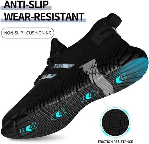 Miniatura 4 de KGJIANDA Zapatos de trabajo con punta de acero para hombres, zapatos de trabajo para mujeres, zapatos indestructibles de seguridad, zapatos de punta