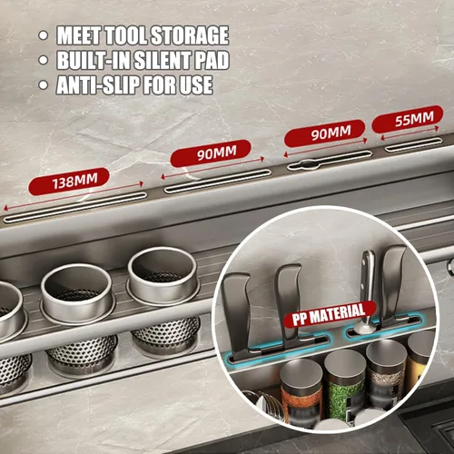 Miniatura 4 de Organizador de pared multifuncional para colgar todo en uno, organizador de pared para cocina, ahorro de espacio, estante para especias de pared