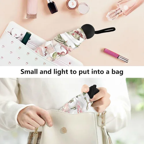 Miniatura 5 de Sombrilla de viaje plegable compacta con protección UV para 99% de protección UV, resistente al viento, a prueba de lluvia, pequeña luz a la moda