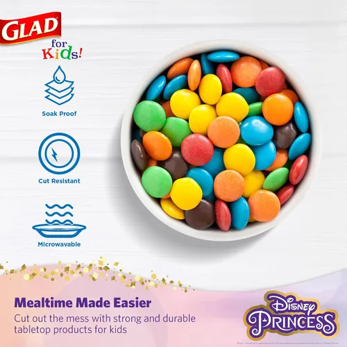 Miniatura 3 de Glad para Niños Cuencos de Papel Desechables de Princesa Disney, Tapas No Incluidas, Marcos Florales - Resistentes, Aptos para Microondas, Vasos