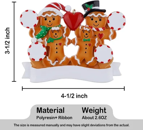 Miniatura 6 de 2025 Adorno de Navidad Familiar - Adorno Personalizado de Familia de 3 de Jengibre - Adornos de Navidad de Pareja Horneando Galletas - Adornos 2025
