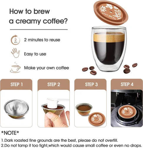Miniatura 5 de VIVI SKY Tapas de cápsula de café reutilizables funcionan con cápsulas N*espresso Pods Vertuoline, tapas de silicona de grado alimenticio utilizadas