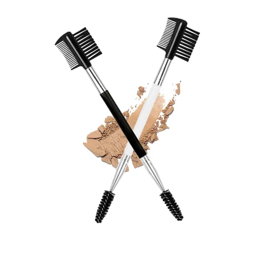 Miniatura 9 de Cepillo de pestañas de cejas 2PCS Peine de pestañas de cabeza 3 Cepillo de doble cabeza Cepillo de maquillaje Herramienta de aseo cosmético (negro)