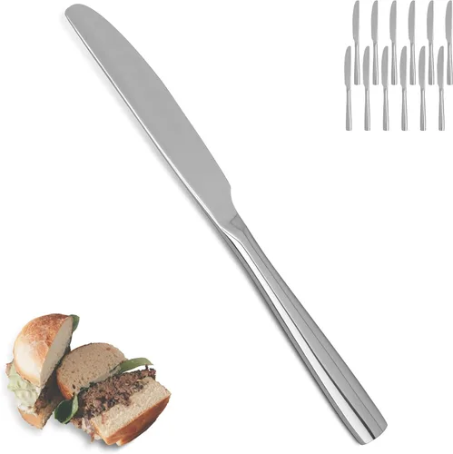 Miniatura 7 de SANTUO Juego de cubiertos de acero inoxidable de 12 piezas para cena, incluye 4 cuchillos de cena, 4 tenedores de cena, 4 cucharas de cena, juego