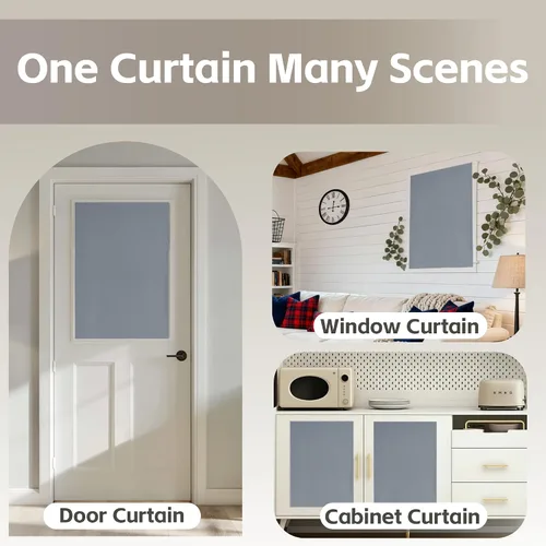 Miniatura 2 de NICETOWN Blue Linen - Cortina autoadhesiva 100% opaca para caravana, sin taladro, fácil de instalar, para ventana de cocina, 35 pulgadas de ancho x