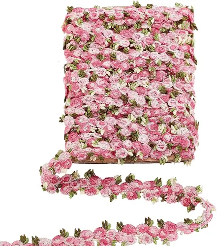 Miniatura 8 de PH PandaHall Cinta de poliéster con borde de encaje floral de 5 yardas, adorno bordado para apliques de boda, costura artesanal, tapicería, cortina