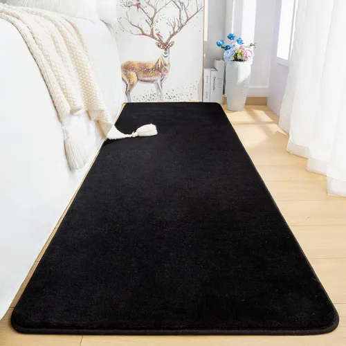 Miniatura 2 de Przemy Alfombras negras lavables para dormitorio, sala de estar, alfombra de pasillo de 2 x 6 pies, alfombra de interior de espuma viscoelástica
