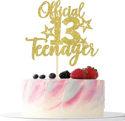 Miniatura 11 de Rsstarxi 1 paquete de 13 decoraciones oficiales para tartas de adolescentes con purpurina negra para decoración de pastel de cumpleaños de 13 años