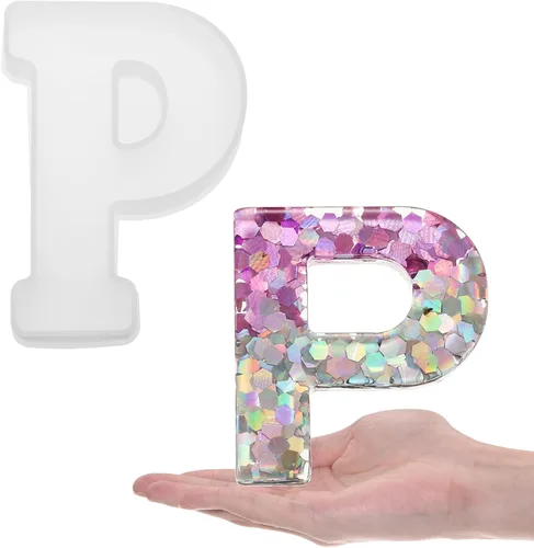 Miniatura 18 de HARFINGTON Moldeo de resina grande con letra S de 6 pulgadas, molde de silicona con alfabeto mayúscula 3D para arte de letreros de palabras