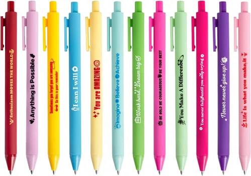 12 bolígrafos inspiradores motivacionales con citas positivas, regalos inspiradores para profesores, enfermeras, trabajadores, oficina, suministros
