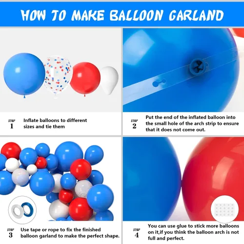 Miniatura 5 de Decoraciones del 4 de julio, suministros para fiesta de BAGERLY para el 4 de julio, manteles de globos decorativos azul marino, rojo, blanco