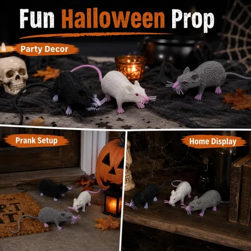 Miniatura 5 de 6 piezas de Halloween falsas ratas simulación PVC ratón novedad decoración Halloween
