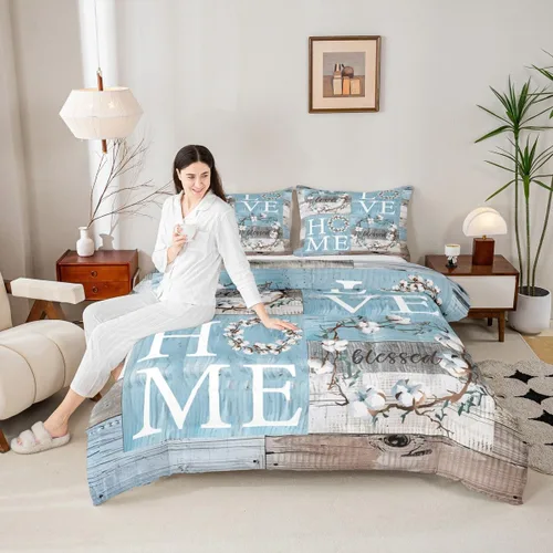 Miniatura 35 de Juego de ropa de cama Happy Camping de Homewish, tamaño individual, con diseño de osos cazadores y pinos, para niños, hombres, adultos, decoración