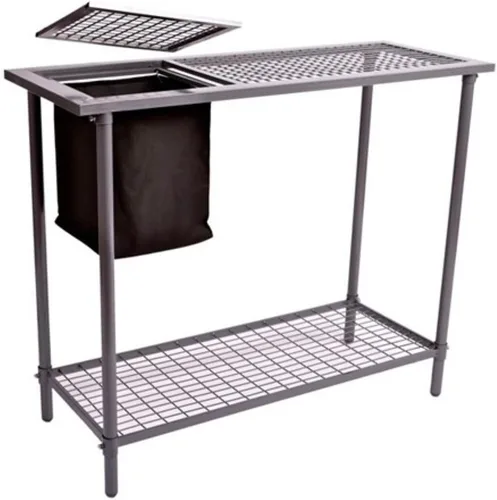 Banco para macetas Weatherguard - Banco de trabajo de jardín e invernadero portátil - Cuenta con contenedor extraíble y estante ajustable (39