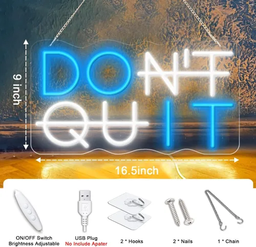 Miniatura 3 de Letreros de neón LED, Letrero de neón "No te rindas" para oficina, habitación de yoga, habitación de gimnasio, cueva de hombre, habitación de Azul